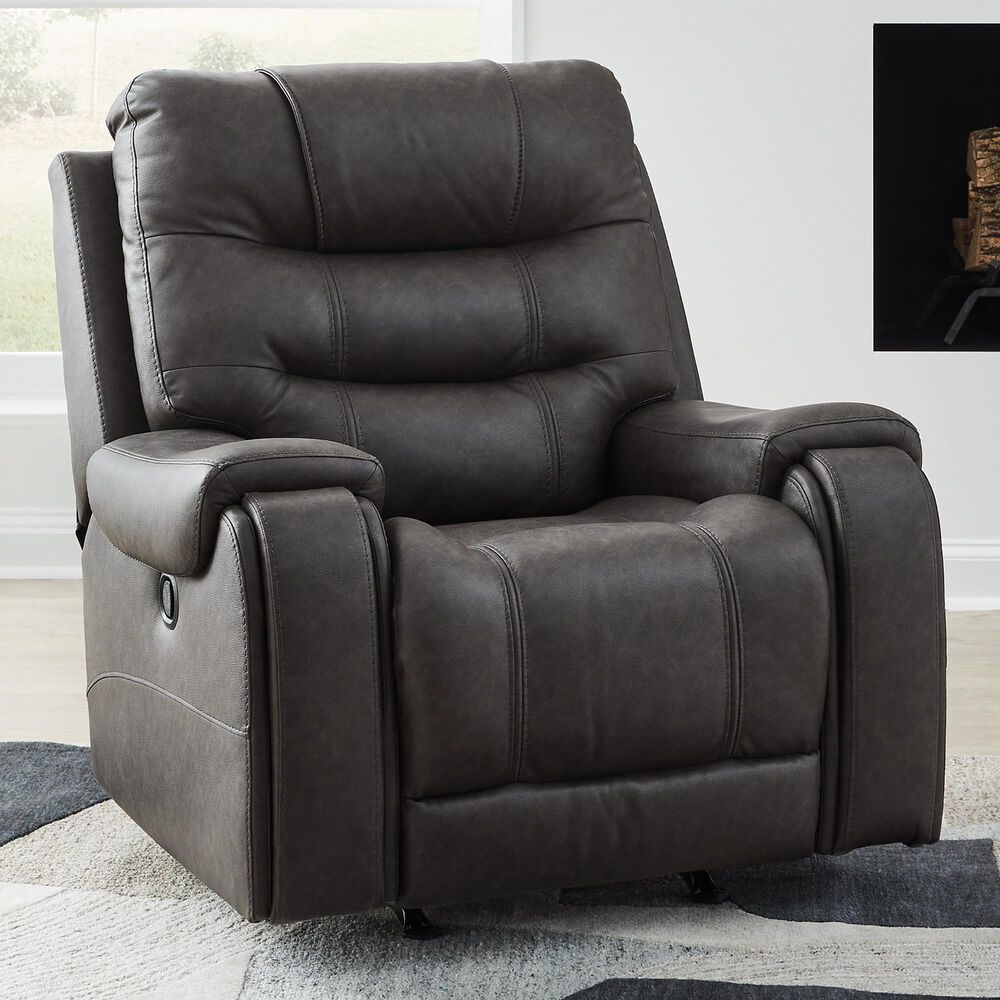 Ashley Femley Manual Rocker Recliner in Smoke, , large