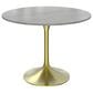 Leisuremod LeisureMod Verve Collection 36 Round Dining Table, Brushed Gold Base with Sintered Stone White Top, , large