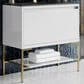 James Martin Mantova 35.4" Single Bathroom Vanity in Glossy White and Champagne Brass with 2 cm Charcoal Black Resin Countertop and Rectangular Sink, , large