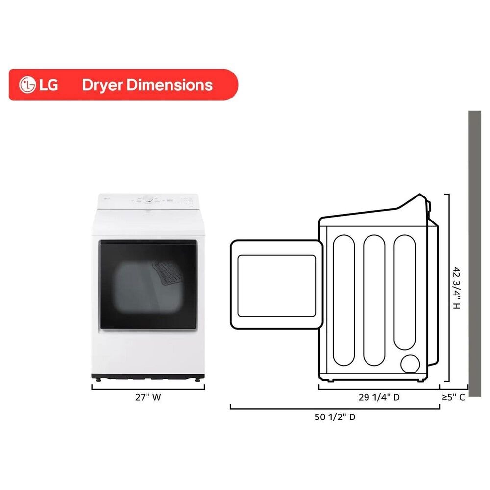 LG 5 Cu. Ft. Smart Top Load Washer and 7.3 Cu. Ft. Electric Dryer Laundry Pair in Alpine White, , large