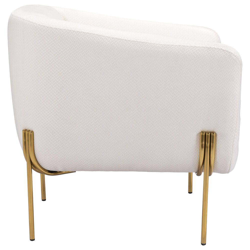Zuo Modern Micaela Arm Chair in Ivory and Gold, , large