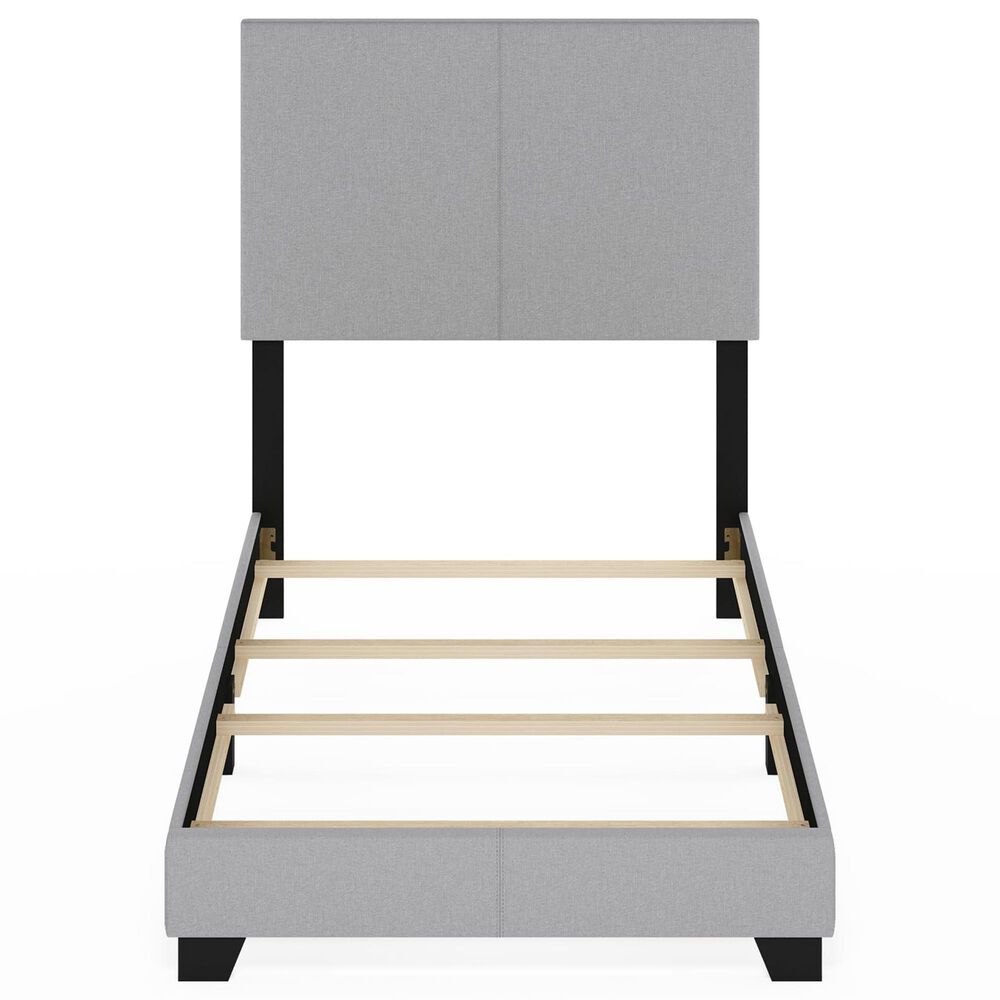 HOMLUX Pessac Twin XL Fabric Upholstered Panel Bed Frame in Glacier, , large