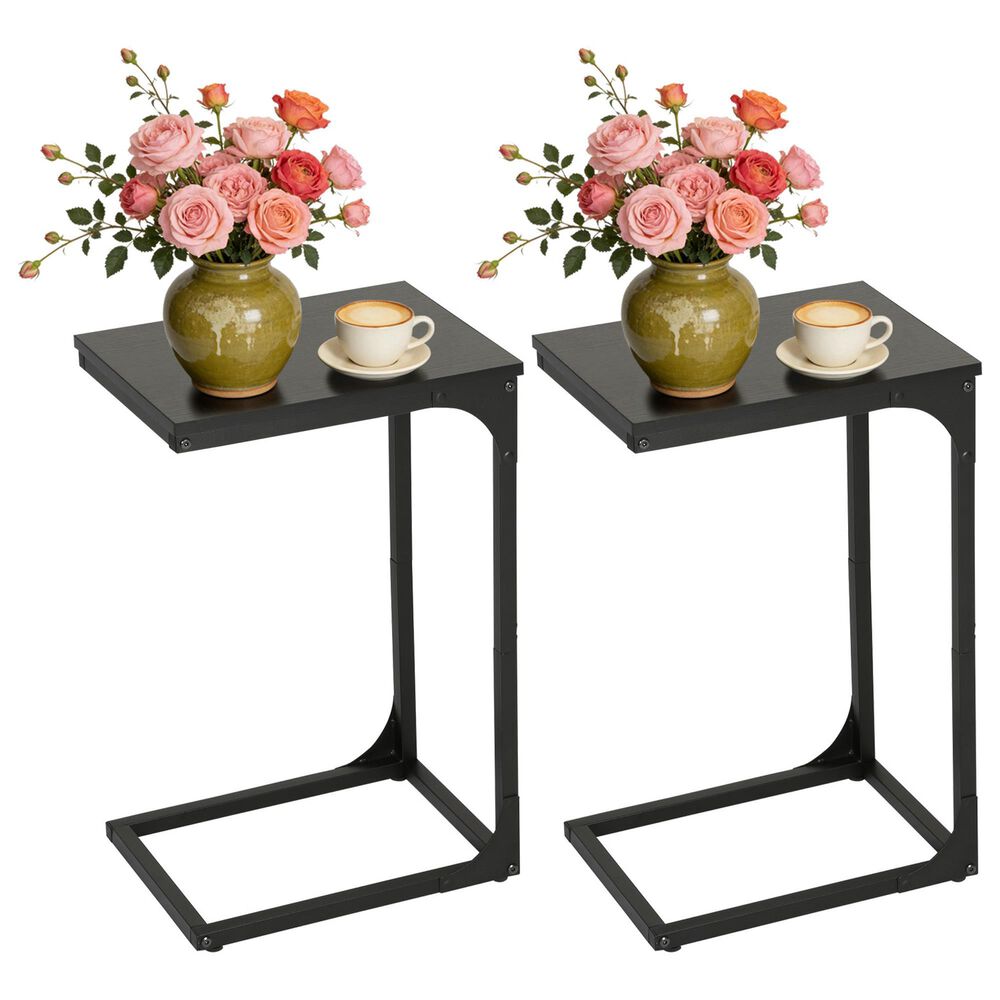 FDW C-Shape Side Table in Black (Set of 2), , large