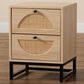 Baxton Studio Ardon 2-Drawer End Table in Light Brown and Black, , large
