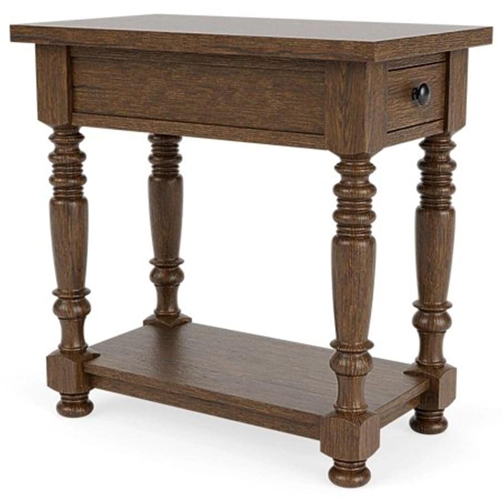 Riverside Furniture Eastlake 1-Drawer Rectangular Side Table in Whiskey Oak, , large