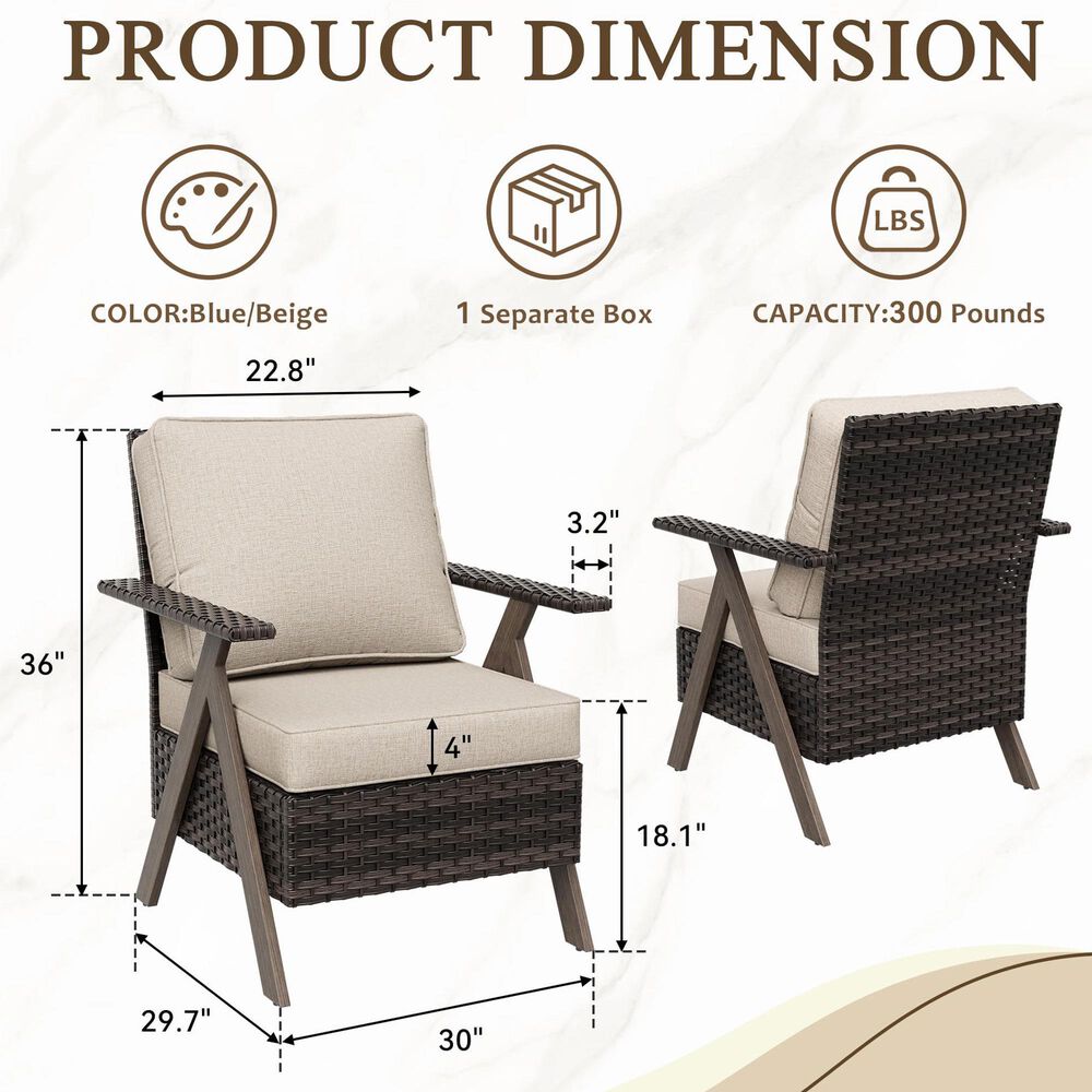 Sunwell Garden 3-Piece Patio Chat Set in Beige, , large