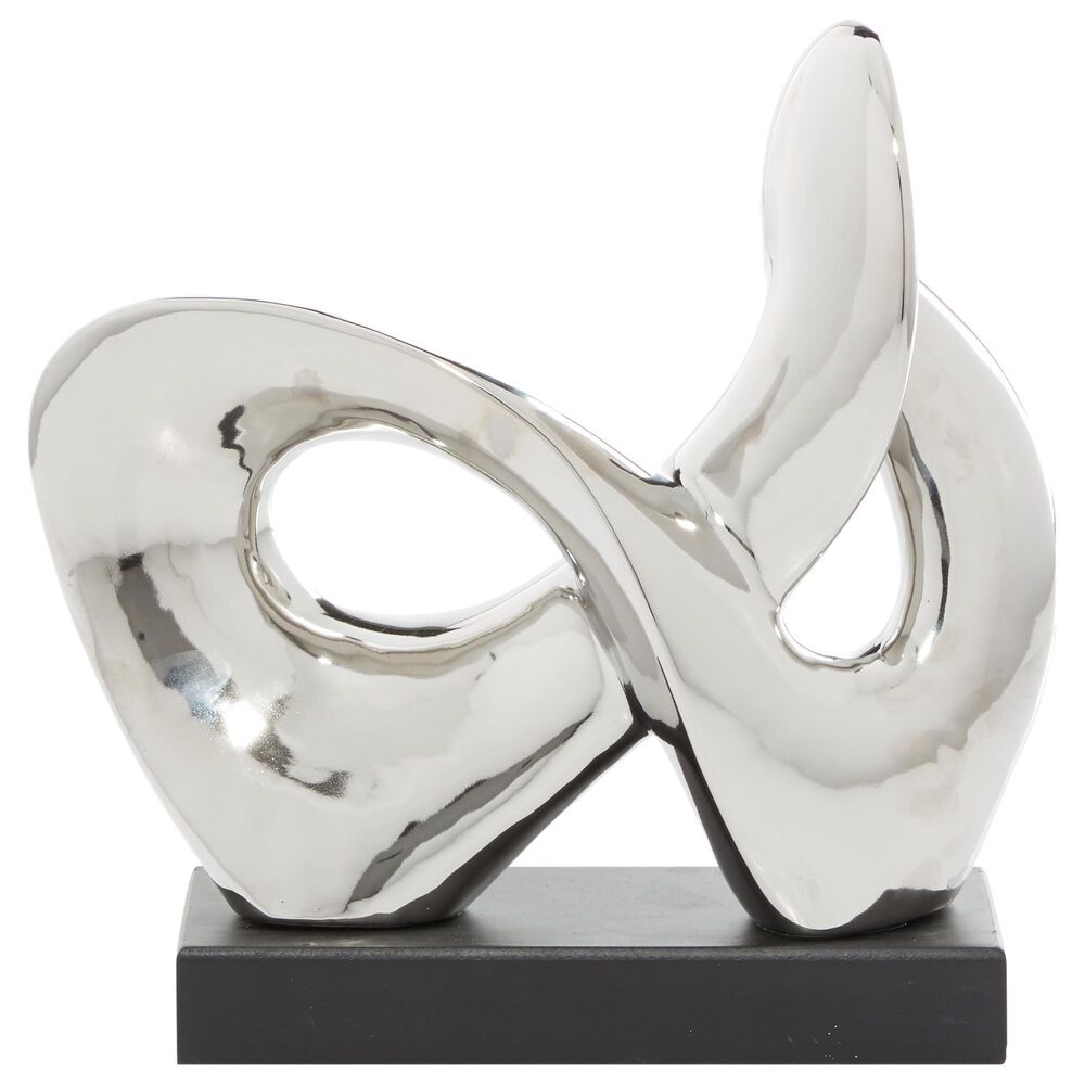 Maple and Jade 12&quot; Abstract Infinity-Shaped Sculpture in Silver and Black, , large