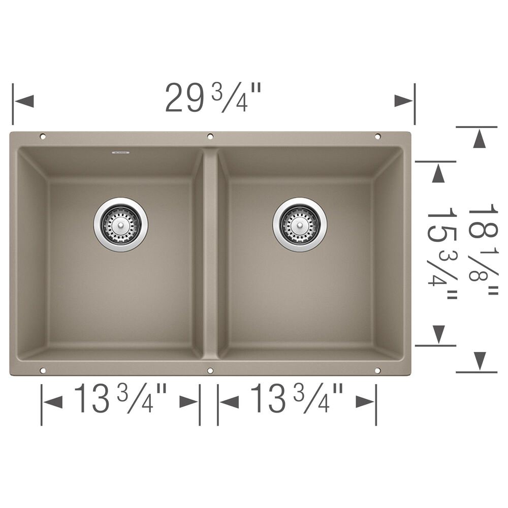 Blanco Precis 30&quot; Equal Double Bowl Kitchen Sink in Truffle, , large