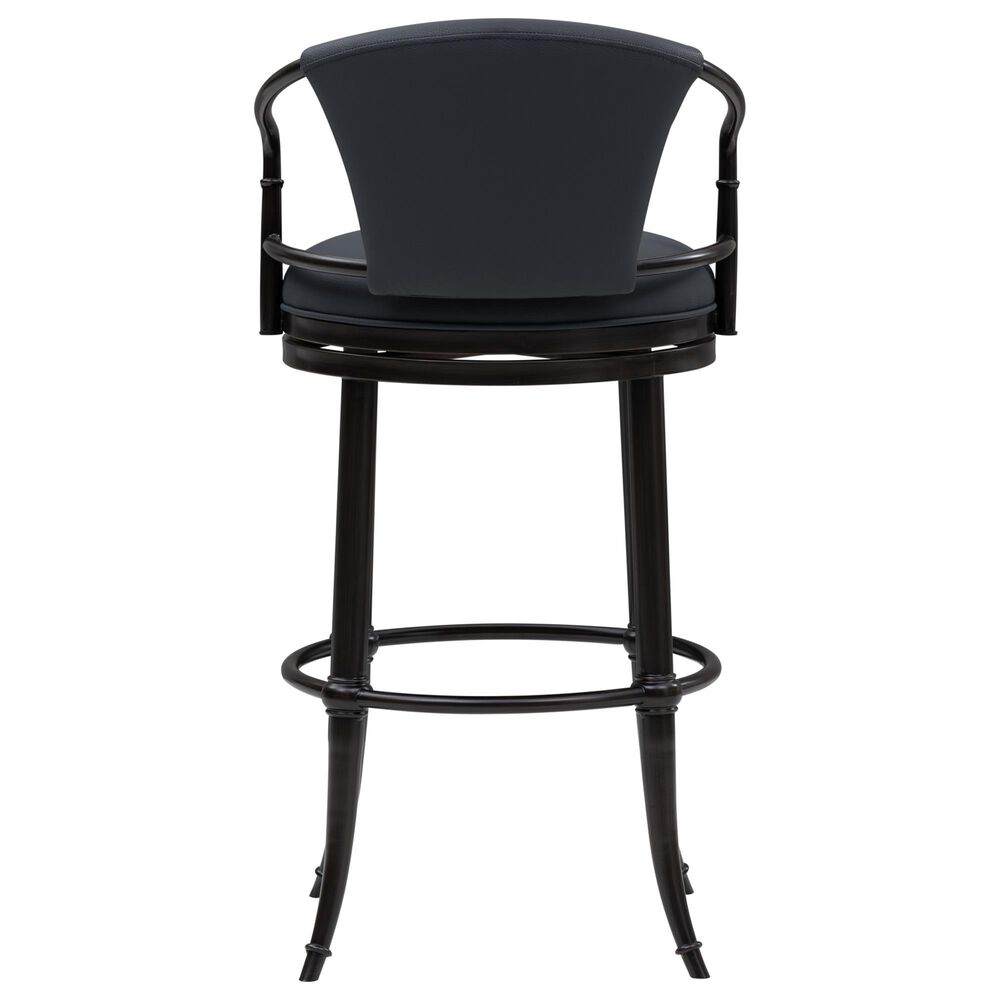 Armen Living Otis Bar Height Stool with Night Life Blue Upholstery in Dark Brown, , large