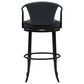 Armen Living Otis Bar Height Stool with Night Life Blue Upholstery in Dark Brown, , large