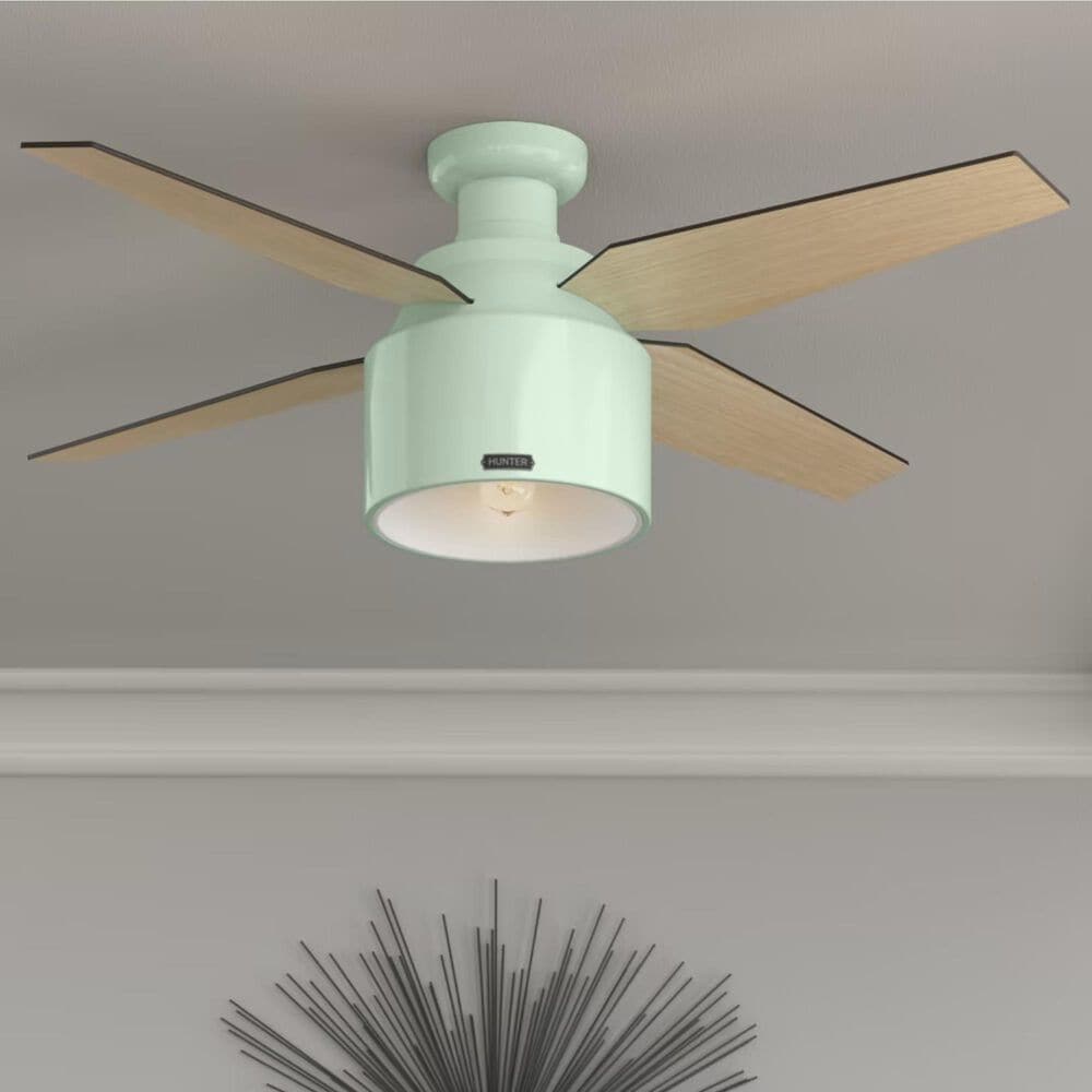 Hunter Cranbrook Low Profile 52&quot; Ceiling Fan with Light in Mint, , large