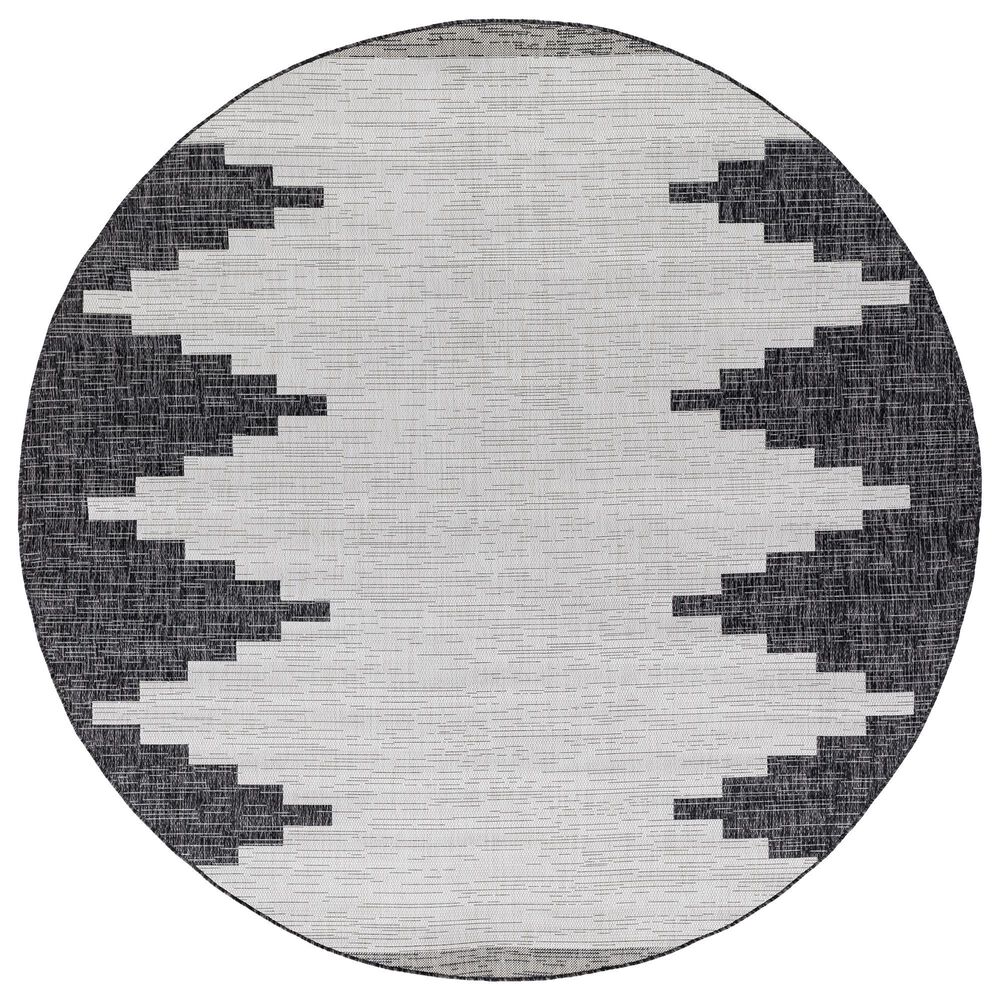 Surya Eagean EAG-2356 Black, Off-White and Charcoal 5"3" Round Indoor/Outdoor Area Rug, , large