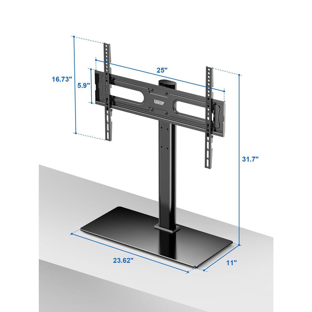 ErgoAV Tabletop Stand with Swivel for 40" - 75" TVs in Black, , large