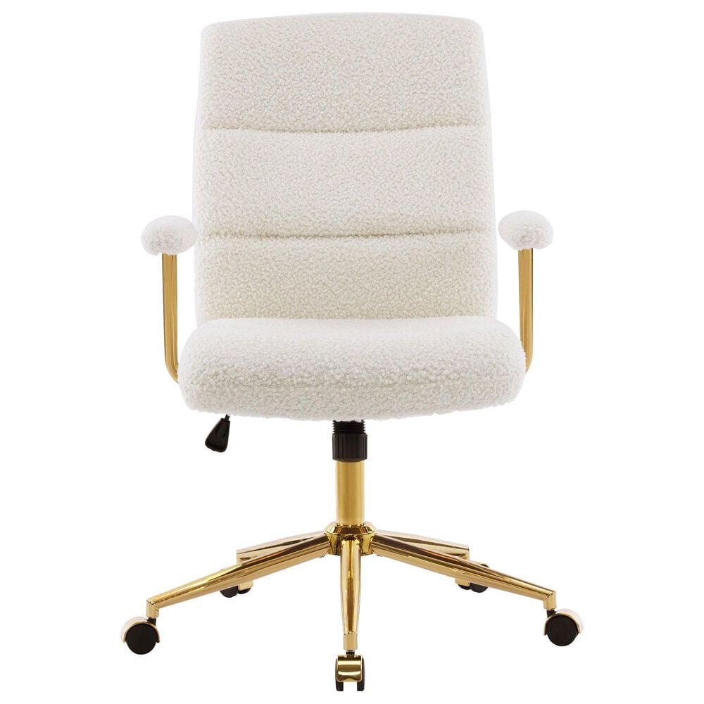 Rta Products Llc Elegant Textured Boucle Office Chair with Padded Arms in White, , large