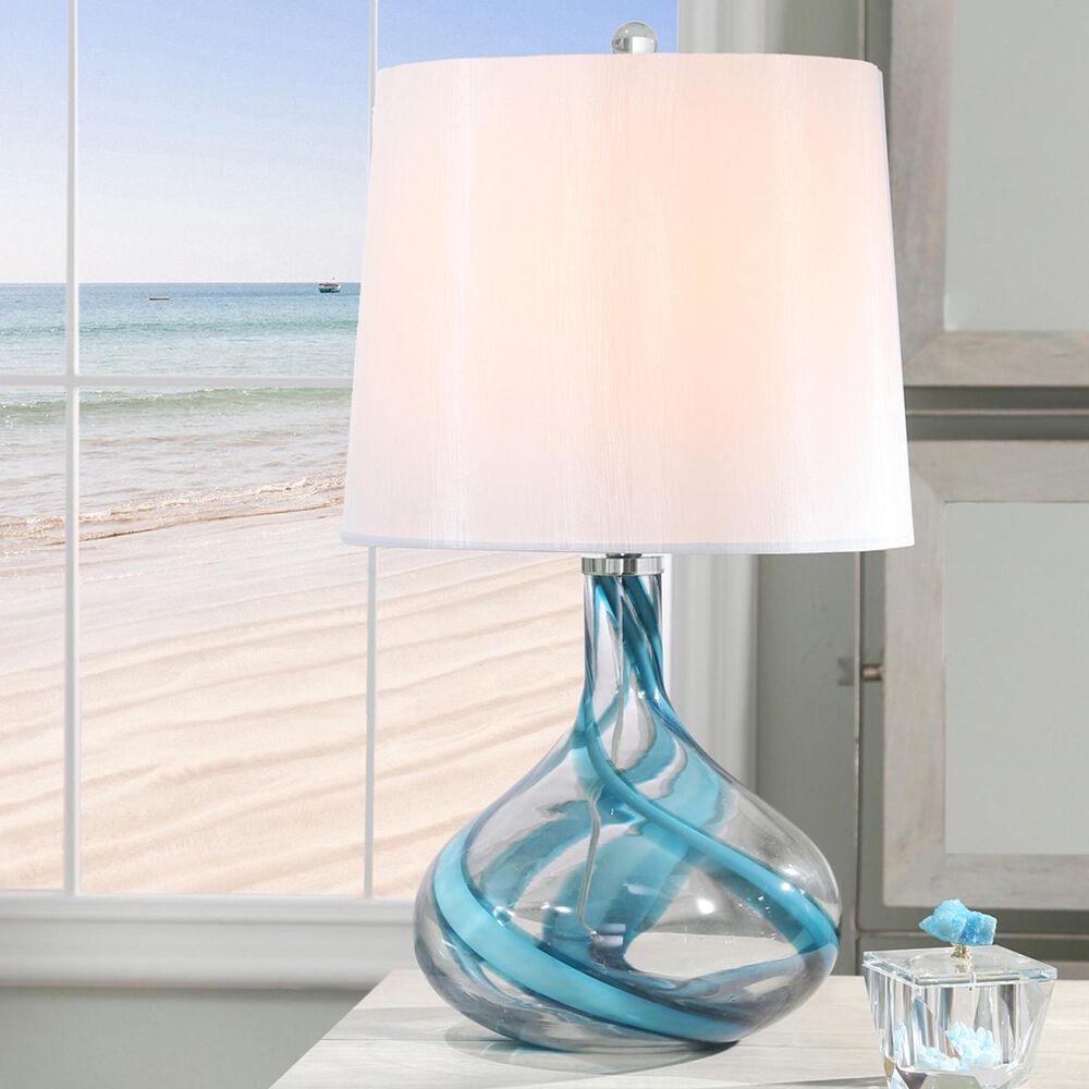 Sagebrook Home 30" Table Lamp in Blue and Clear, , large