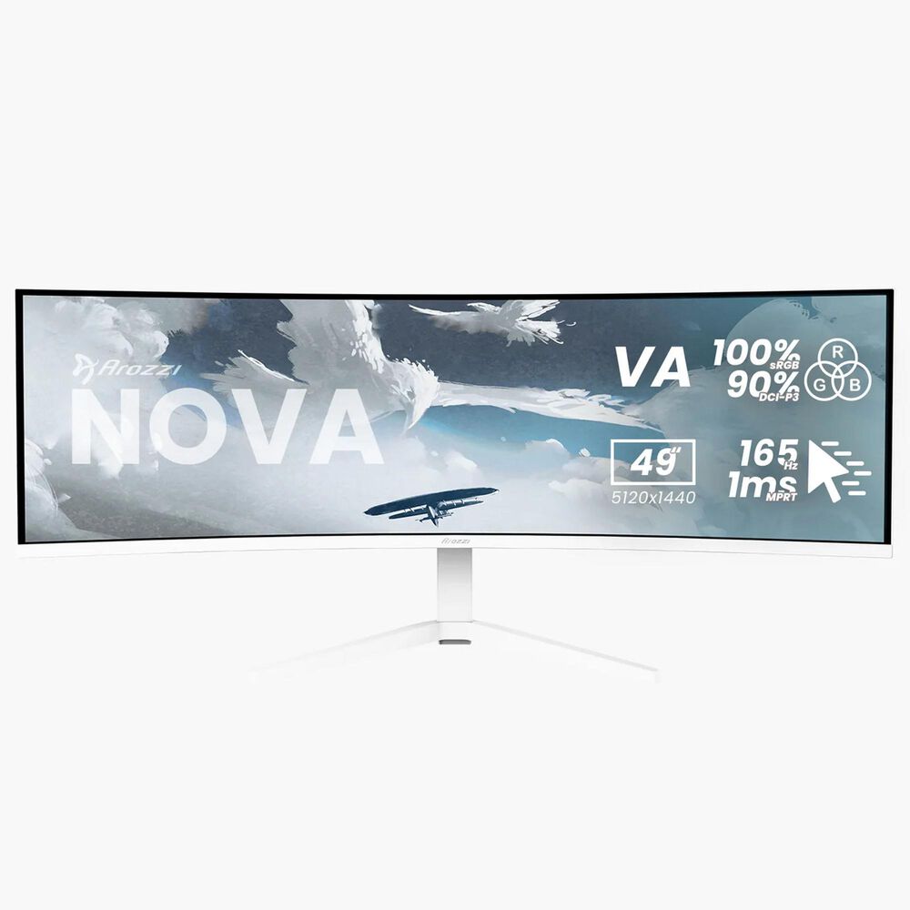Arozzi 49" Curved VA 165Hz Ultrawide Gaming Monitor in White, , large