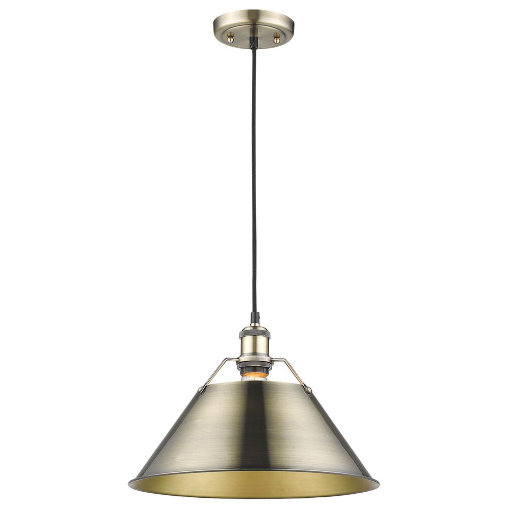 Golden Lighting Orwell 1-Light Wide Large Pendant in Aged Brass, , large