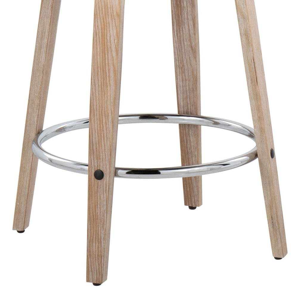 LumiSource Matisse 26" Swivel Counter Stool with Cream Fabric Upholstery in Whitewashed and Chrome (Set of 2), , large