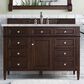 James Martin Vanities Brittany 48" Single Bathroom Vanity in Burnished Mahogany with 3 cm Eternal Jasmine Pearl Silestone Top, Rectangular Sink and FreePower Wireless Charger, , large