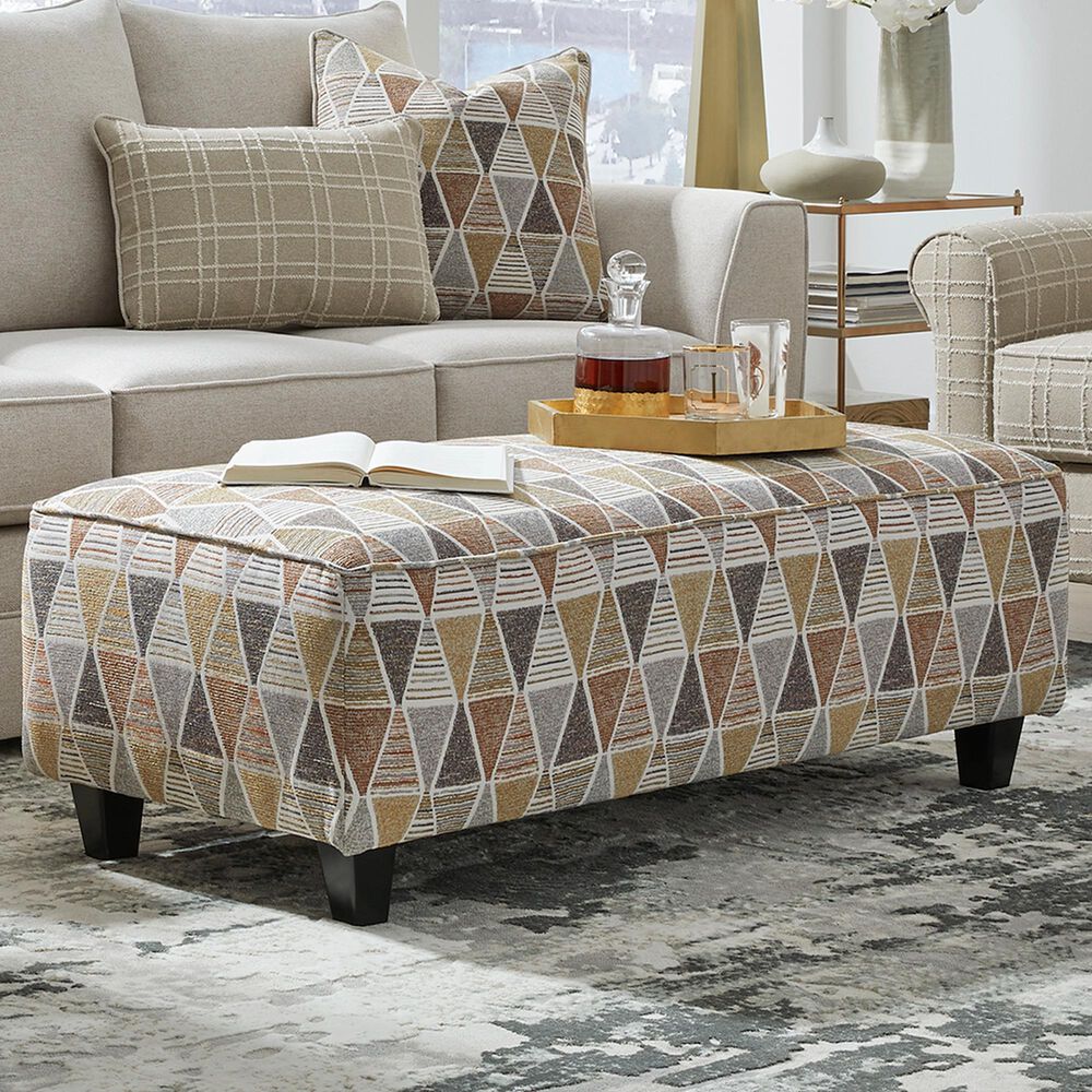 Xenia Tony Linen Cocktail Ottoman in Carmela Canyon, , large