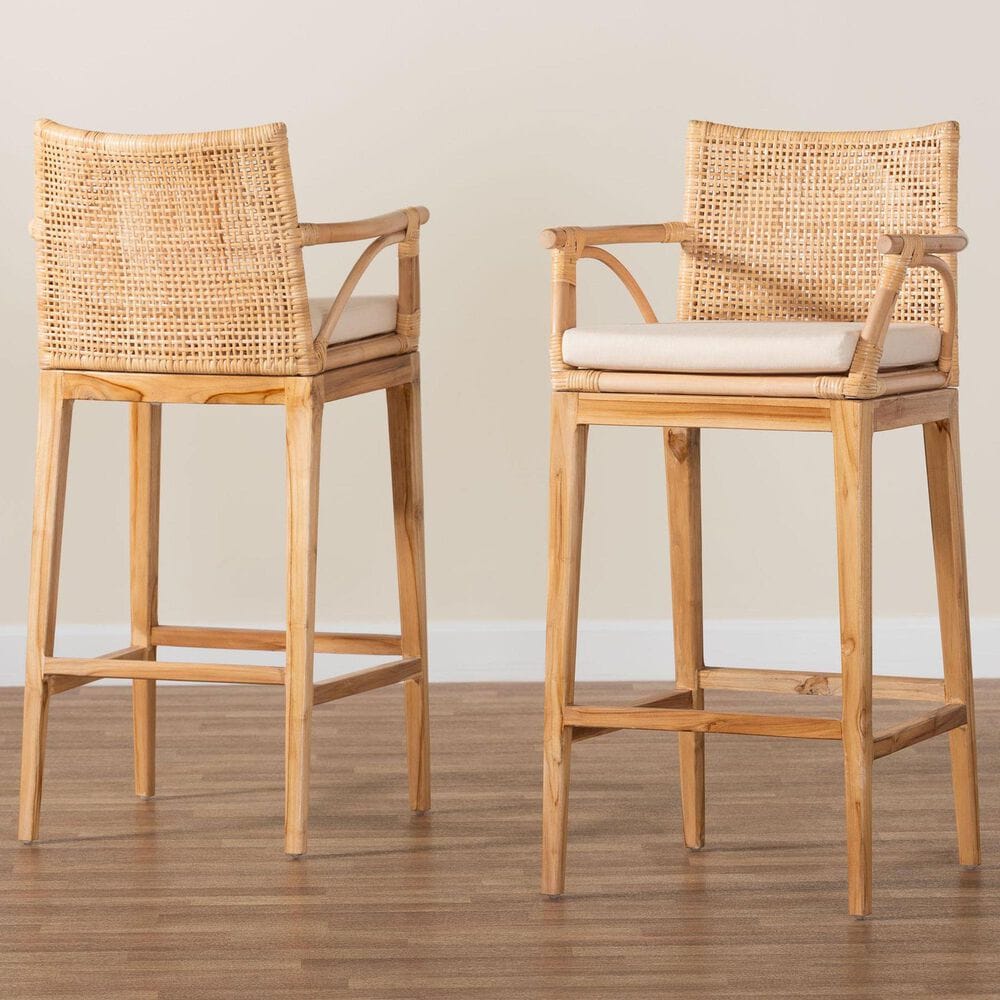 Baxton Studio Storsel Bar Stool in Natural (Set of 2), , large