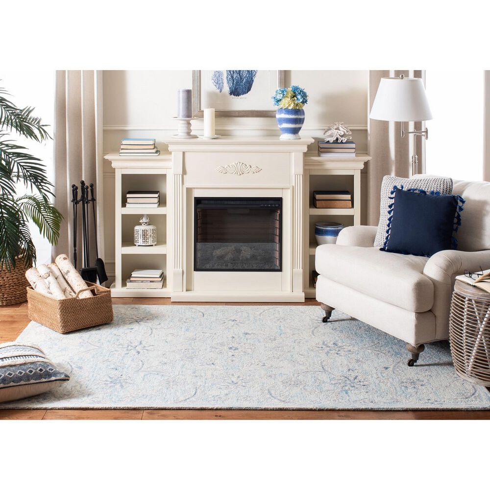 Safavieh Micro-Loop MLP506M 5&#39; x 8&#39; Light Blue and Ivory Area Rug, , large