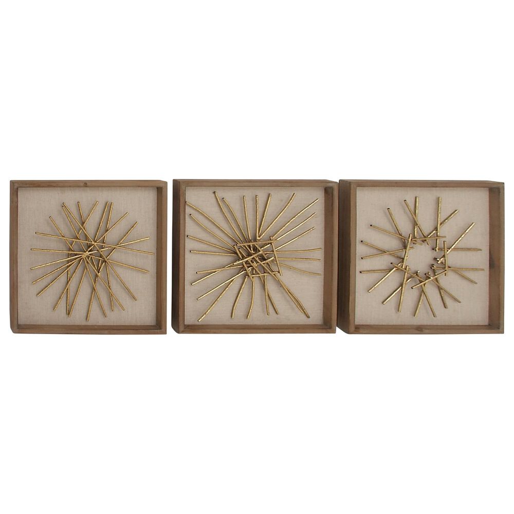 Maple and Jade 19" x 19" Wall Decor in Gold and Tan (Set of 3), , large