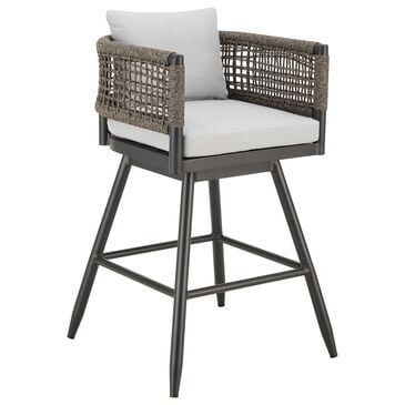 Blue River Alegria Patio Swivel Counter Height Bar Stool with Light Gray Cushion in Black, , large