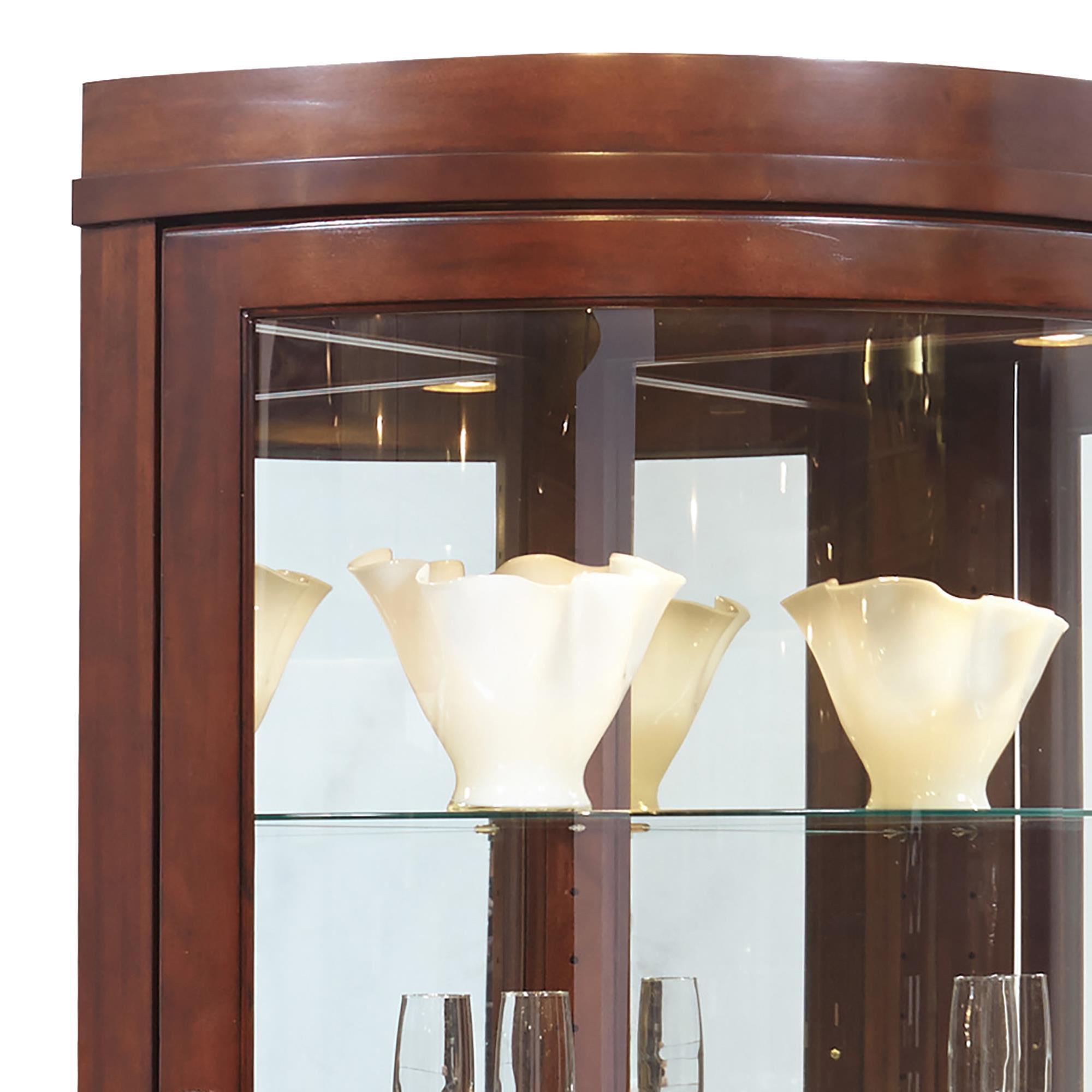 Cherry wood hot sale corner curio cabinet