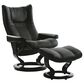 Stressless Medium Chair and Ottoman with Black Classic Base in Paloma Black, , large