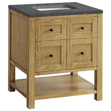 James Martin Vanities Breckenridge 30" Single Bathroom Vanity in Light Natural Oak with 3 cm Parisien Bleu Quartz Top and Rectangular Sink, , large