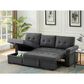 HOMLUX 84"W Reversible Linen Sleeper Sectional Sofa with Storage Chaise, in Dark Gray, , large