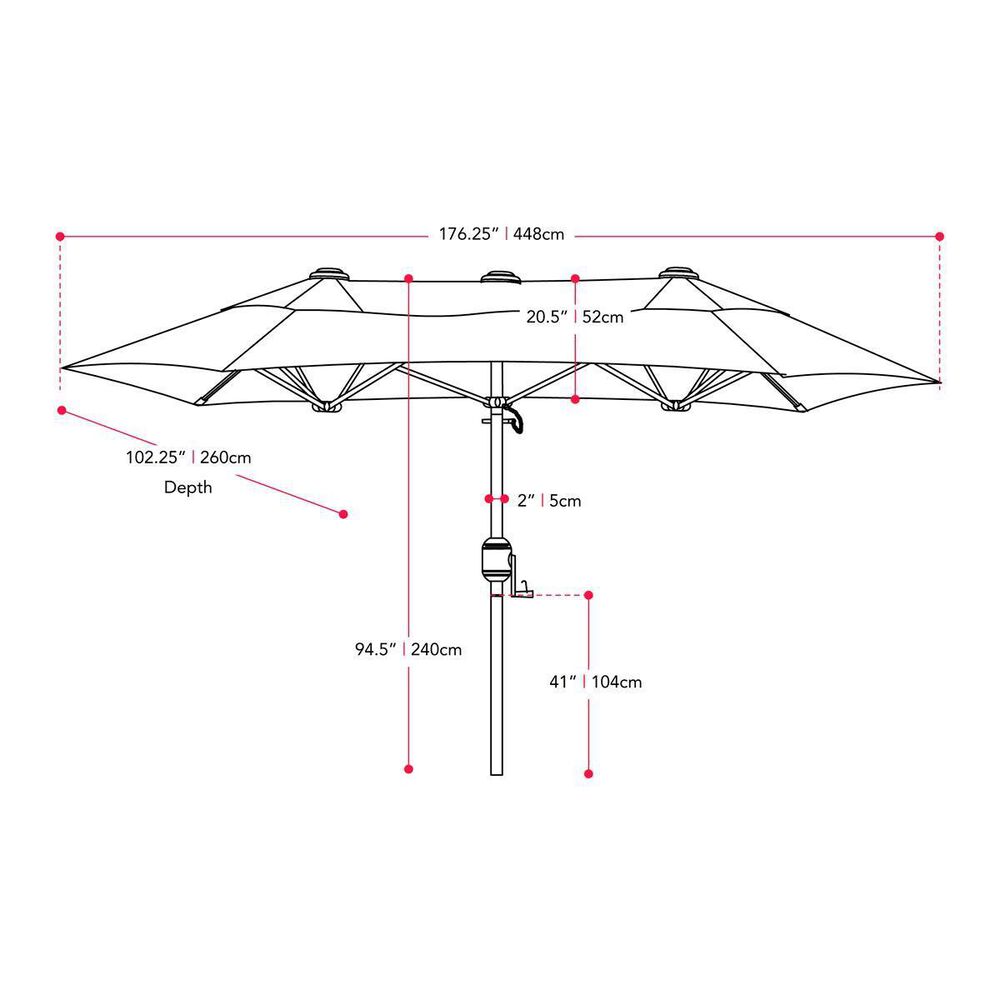 CorLiving Bertha 15&#39; Black Double Umbrella without Base, , large