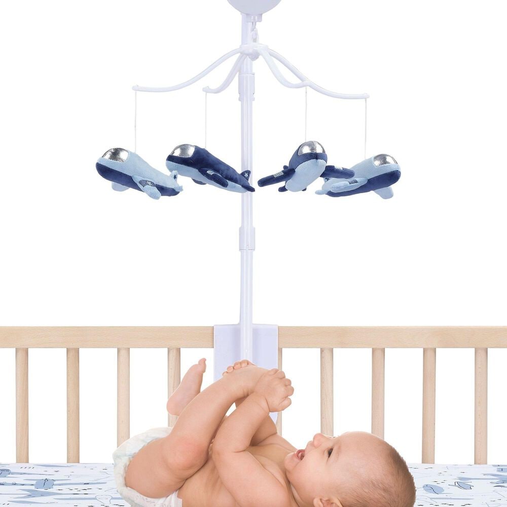 Lambs and Ivy Little Aviator Musical Baby Crib Mobile Soother Toy in Blue, , large