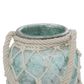 Maple and Jade 7" x 15" Indoor/Outdoor Candle Lantern with Rope Handle in Frosted Blue and Cream, , large