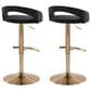 LumiSource Grotto Adjustable Bar Stool with Black Velvet Upholstery in Gold (Set of 2), , large