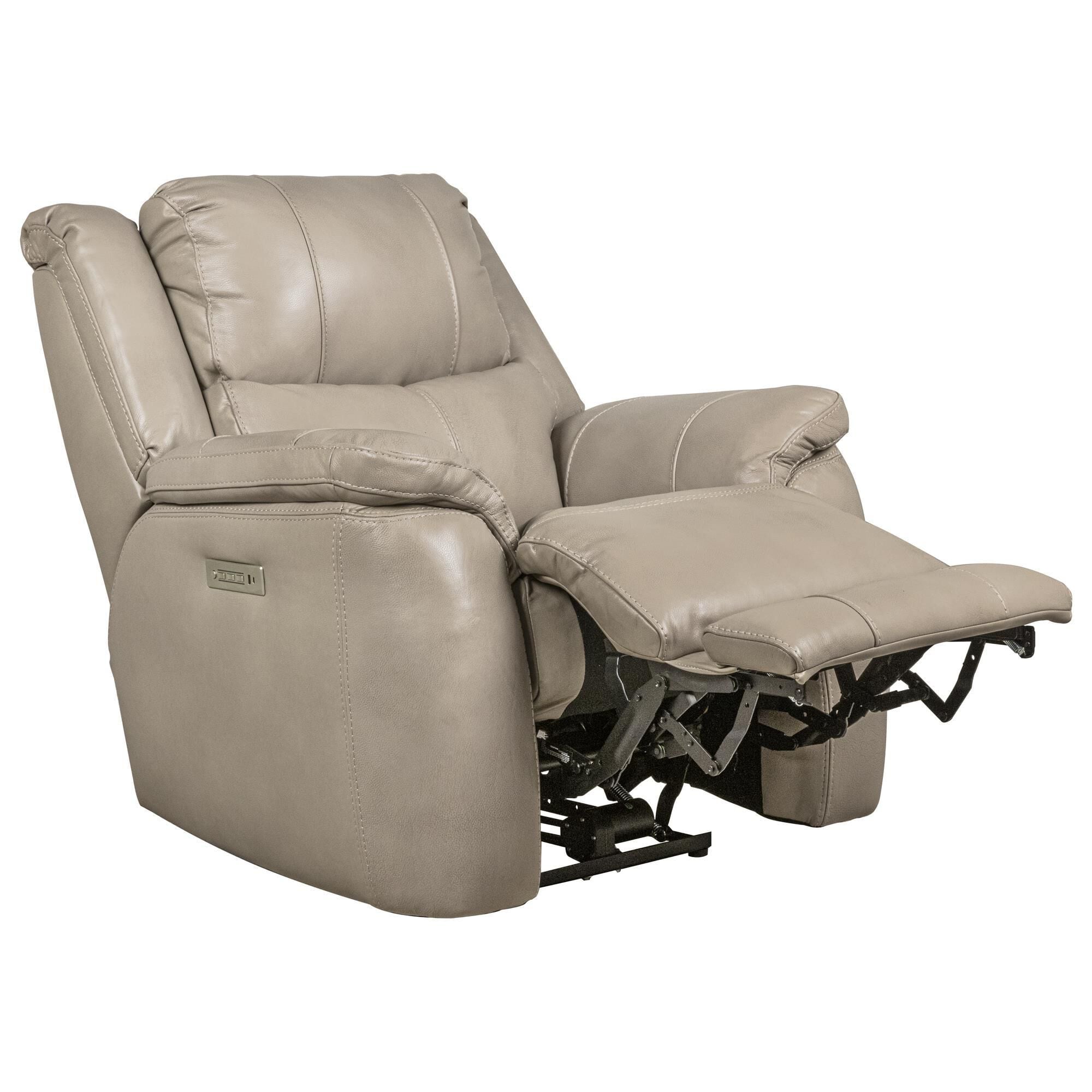 HomeStretch Galaxy Leather Power Recliner in Mushroom