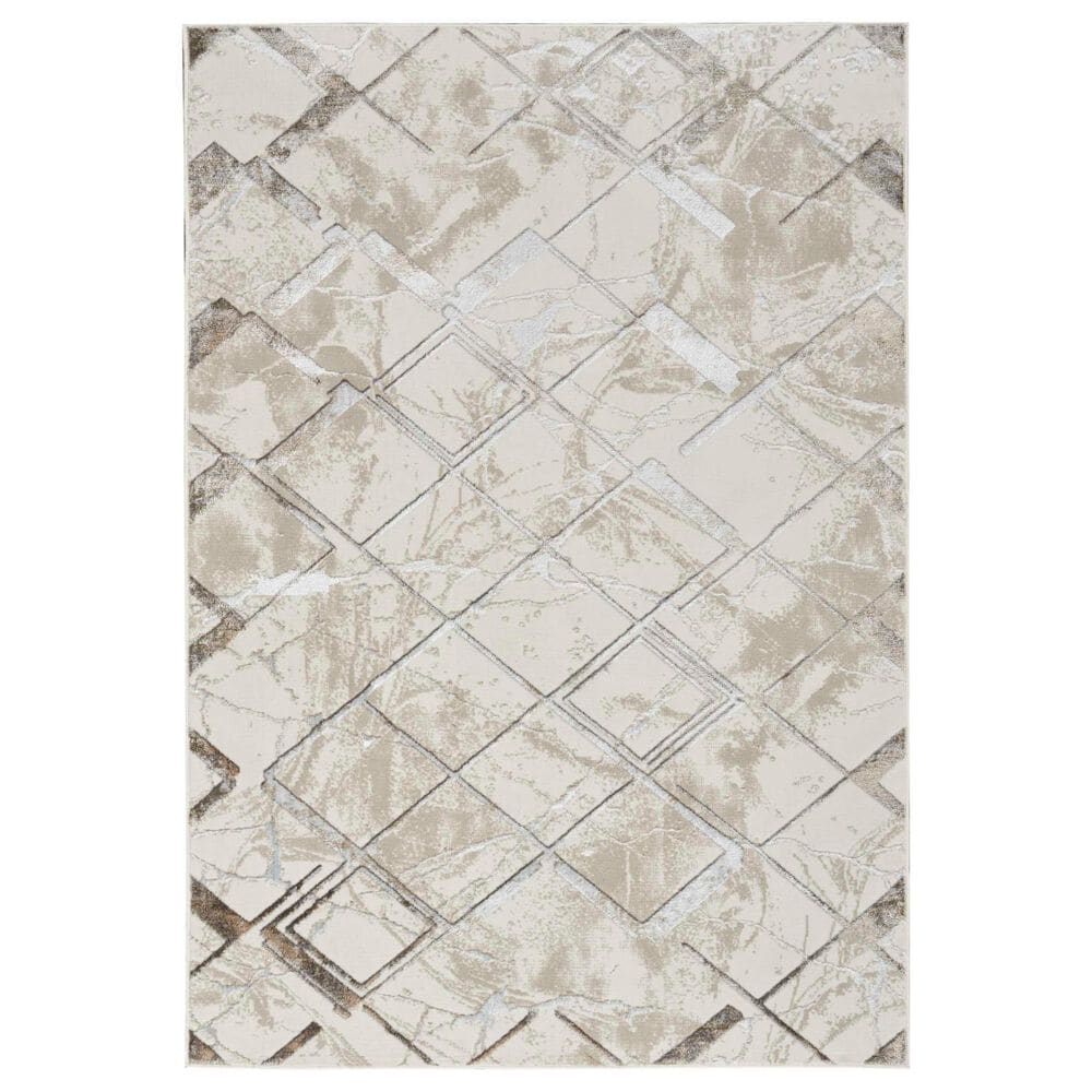 Nourison Glitz 3"11" x 5"11" Ivory and Grey Area Rug, , large