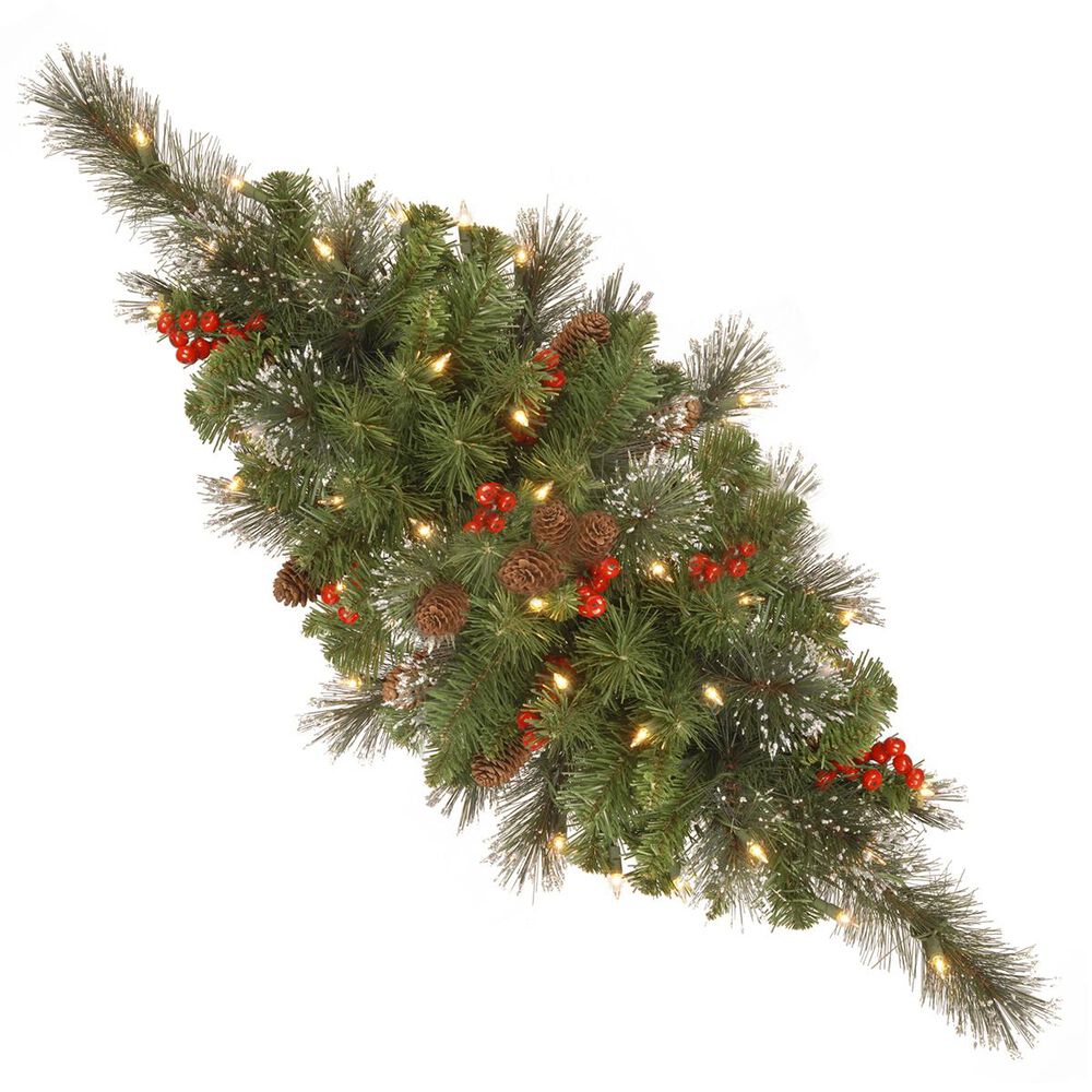 National Tree 30" Crestwood Spruce Centerpiece with Battery Operated Warm White LED Lights, , large