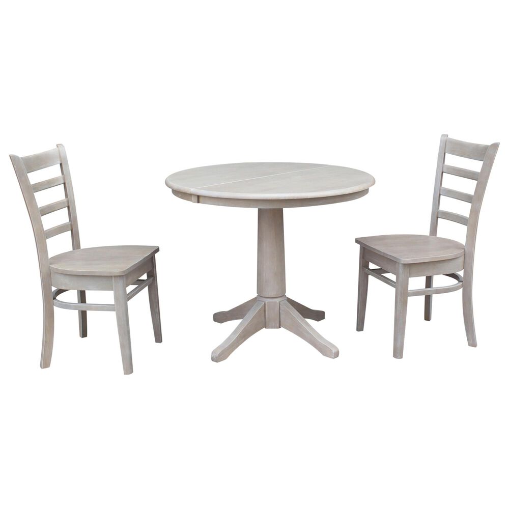 International Concepts Emily Modern Farmhouse 3-Piece Dining Set in Washed Gray Taupe, , large