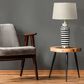 Creative Coop Striped Ceramic Table Lamp in Black, White and Brushed Gold, , large