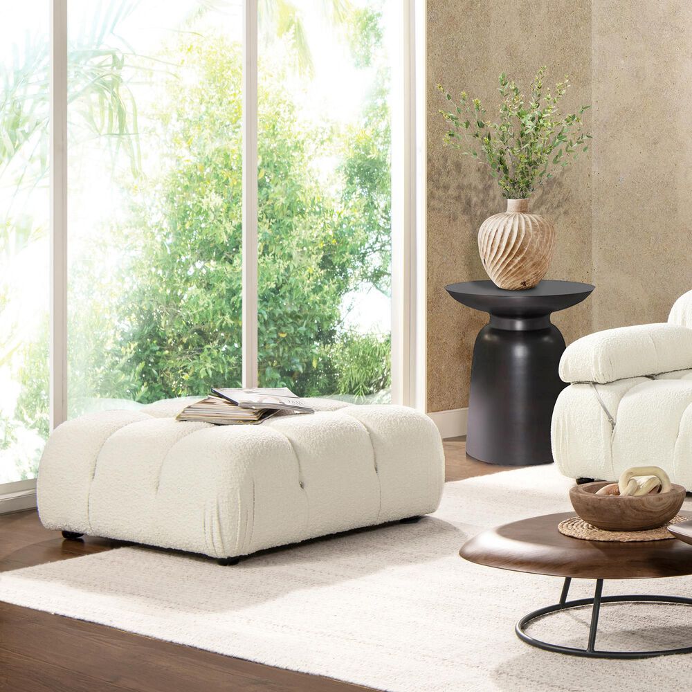 Jennifer Taylor Home Marcel Cocktail Ottoman in Ivory White, , large