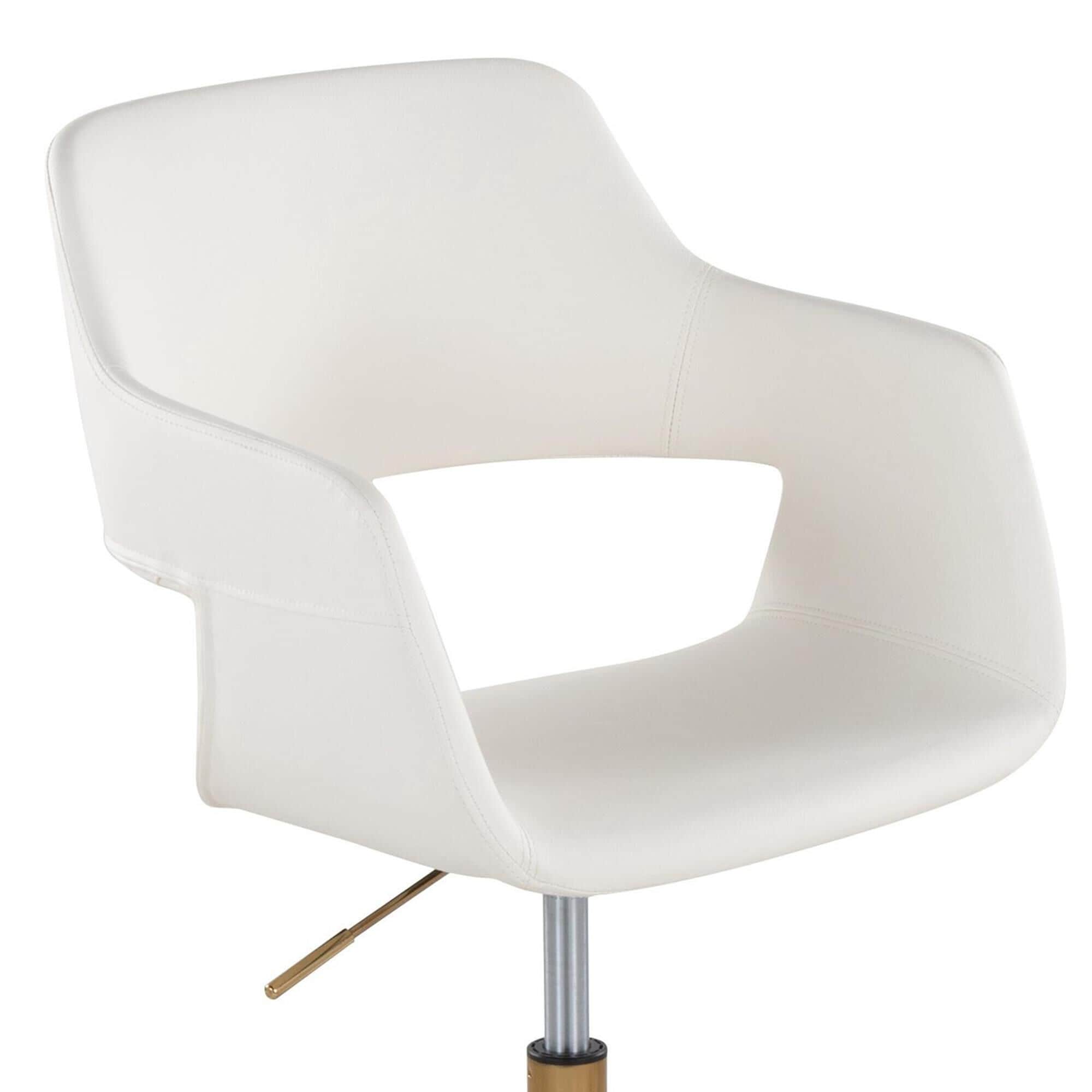 Lumisource Margarite Task Chair with White Faux Leather Cushion in