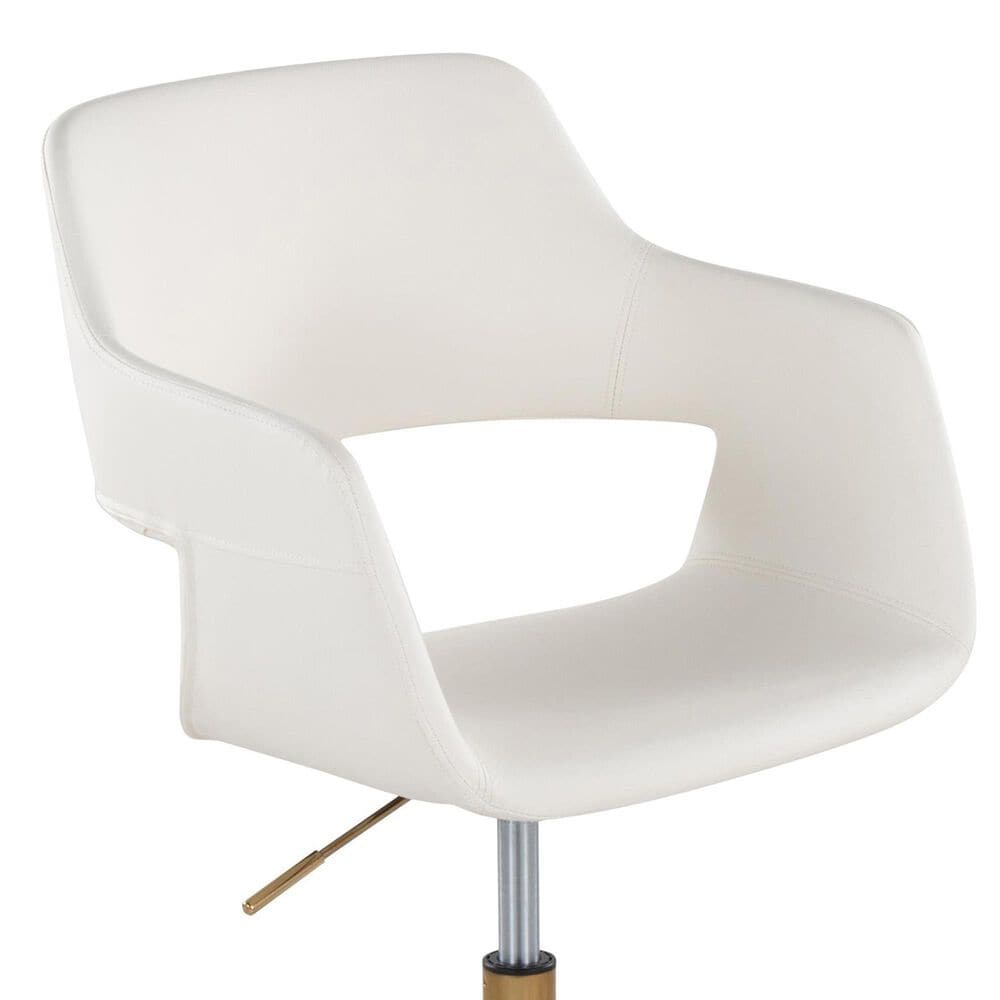 Lumisource Margarite Task Chair with White Faux Leather Cushion in Gold, , large