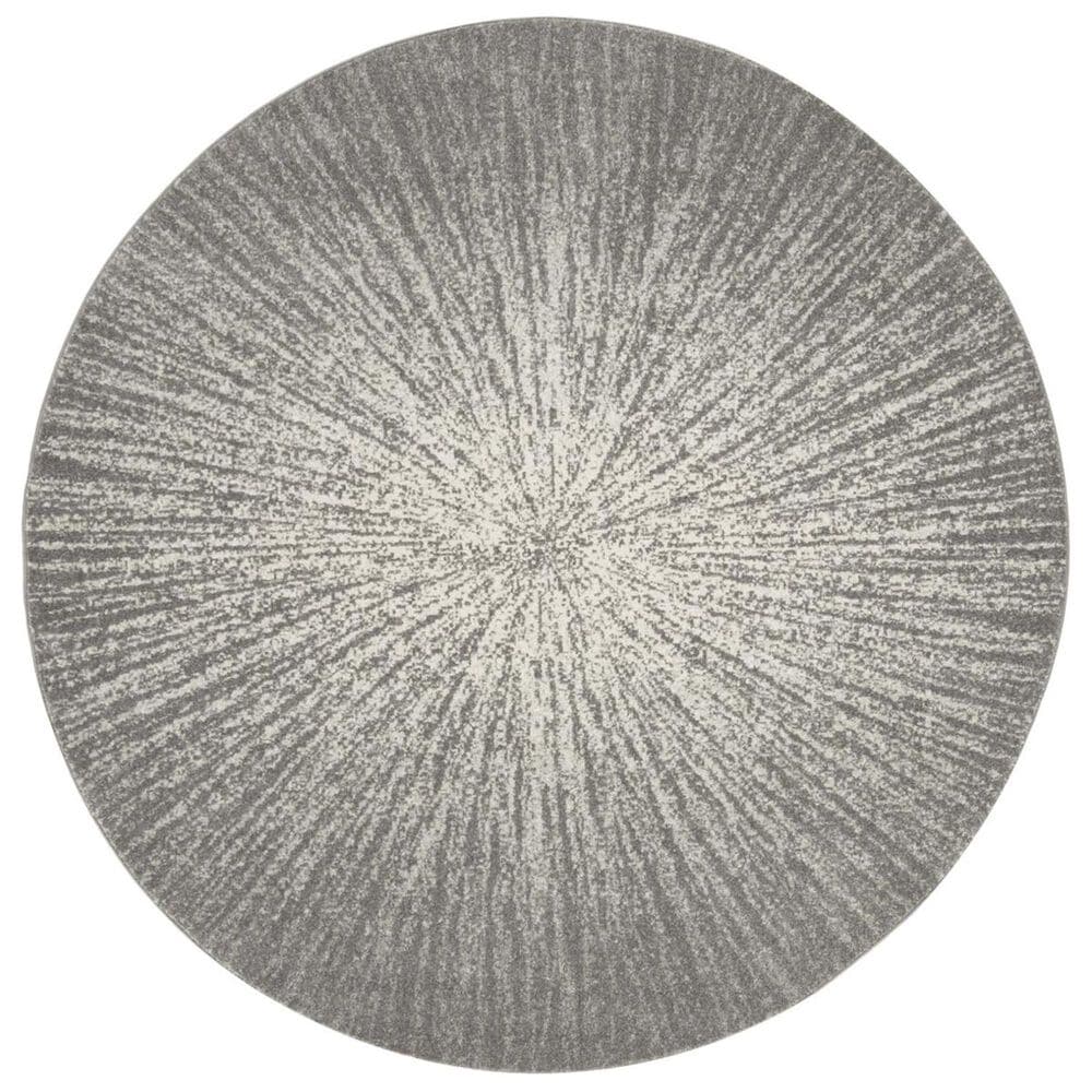 Safavieh Evoke EVK228H 3" Round Dark Grey and Ivory Area Rug, , large