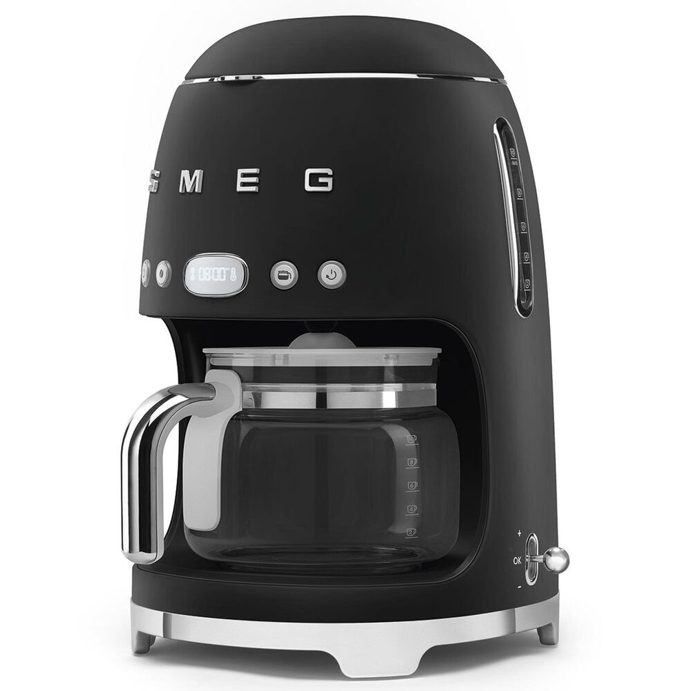 SMEG 47.34 Oz Drip Coffee Maker in Black and Polished Chrome, , large