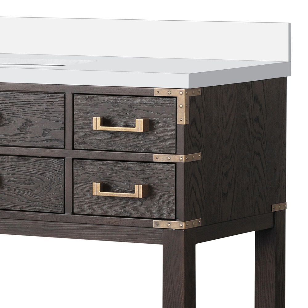 Lexora Home Norwalk 48&quot; Single Bathroom Vanity in Brown Oak with White Cultured Marble Top and Rectangular Sink, , large