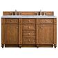 James Martin Vanities Bristol 60" Double Bathroom Vanity in Saddle Brown with 3 cm Arctic Fall Solid Surface Top and Rectangular Sinks, , large