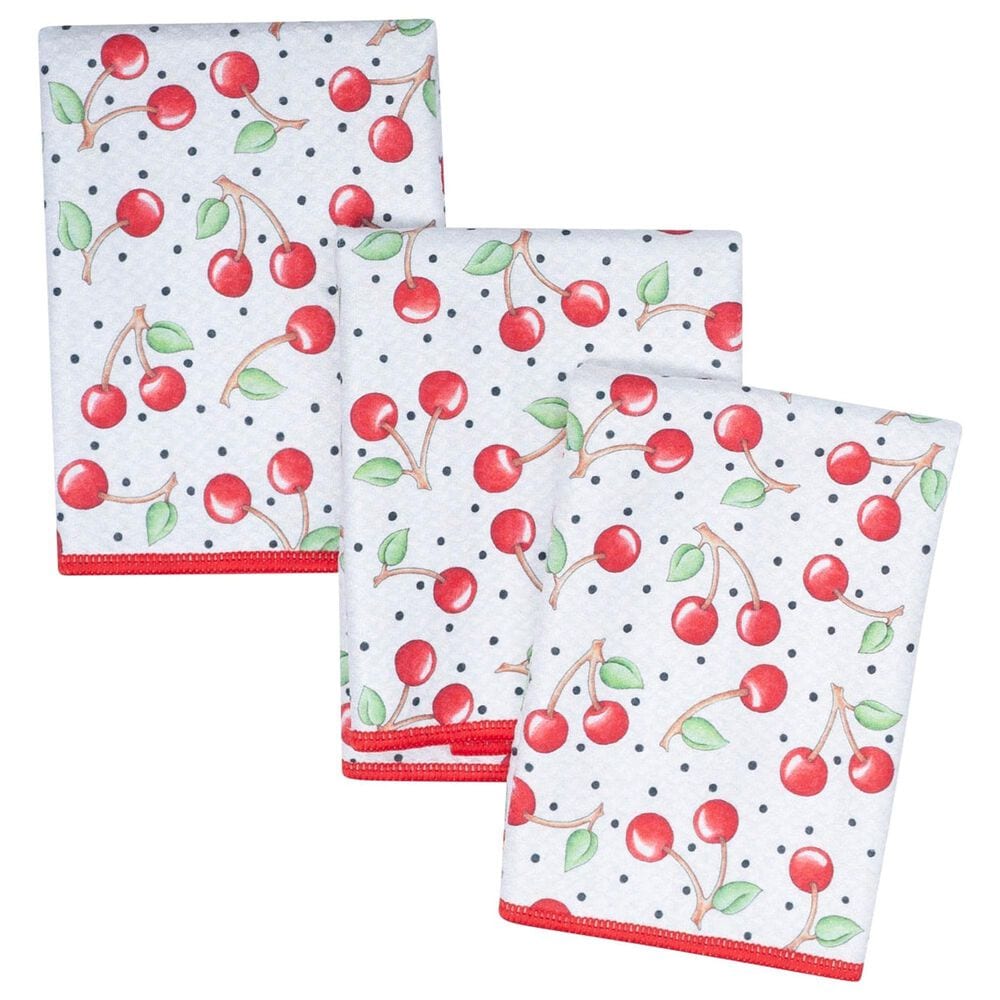 Once Again Home Cherry Harvest Reversible Mighty Mini Towel in Red &#40;Set of 3&#41;, , large