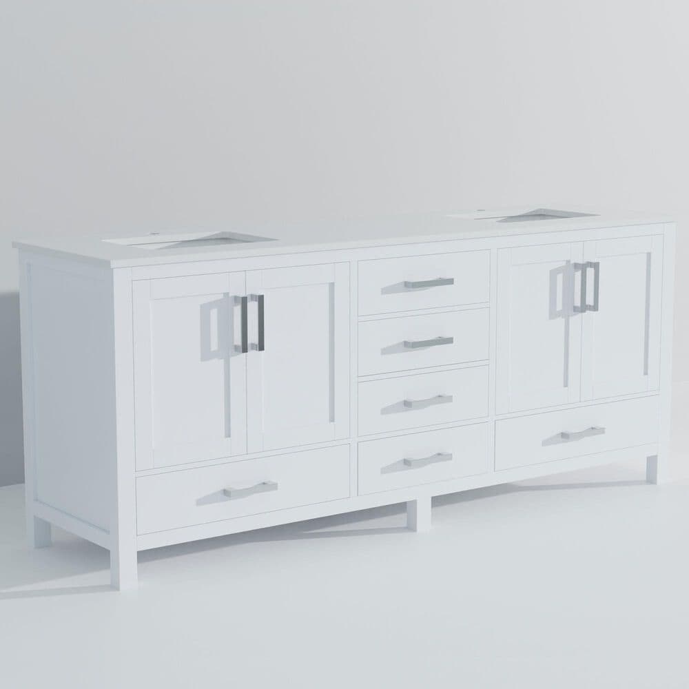Lexora Home Jacques 80&quot; Double Bathroom Vanity in White with 2 cm White Cultured Marble Top and Rectangular Sinks, , large